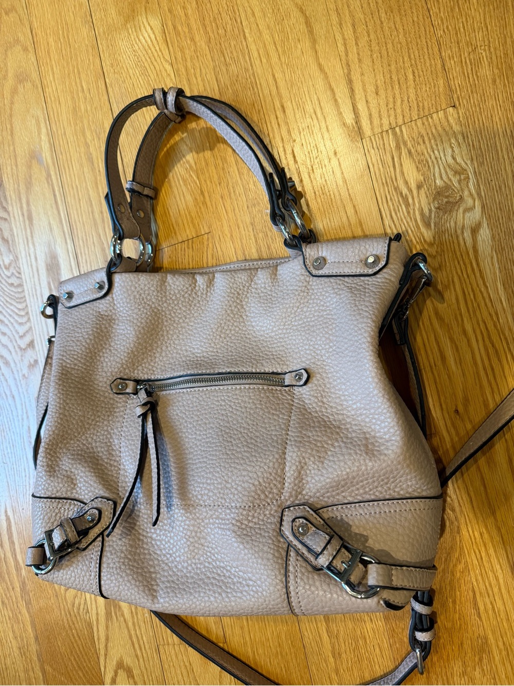 Pink Pebbled Leather Tote Bag with Top Handles